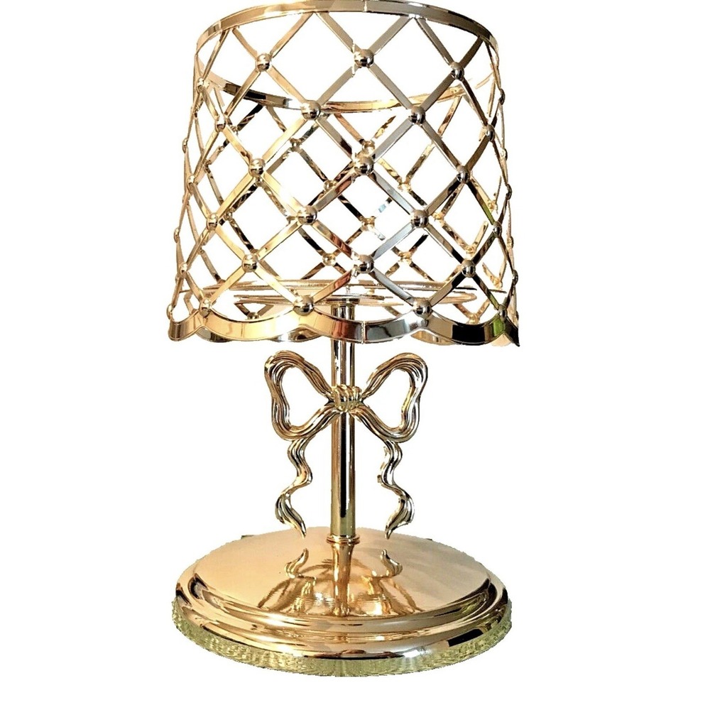 Bath & Body Works BOW LAMP 3 Wick Pedestal Gold CANDLE HOLDER Sweetest Song NEW